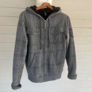 Fox Racing Gray Zip-Up Hoodie Jacket Fleece Lined (S)